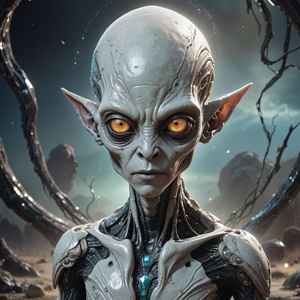 Hyperrealistic Portrait of a Diamond-Skinned Alien Boy