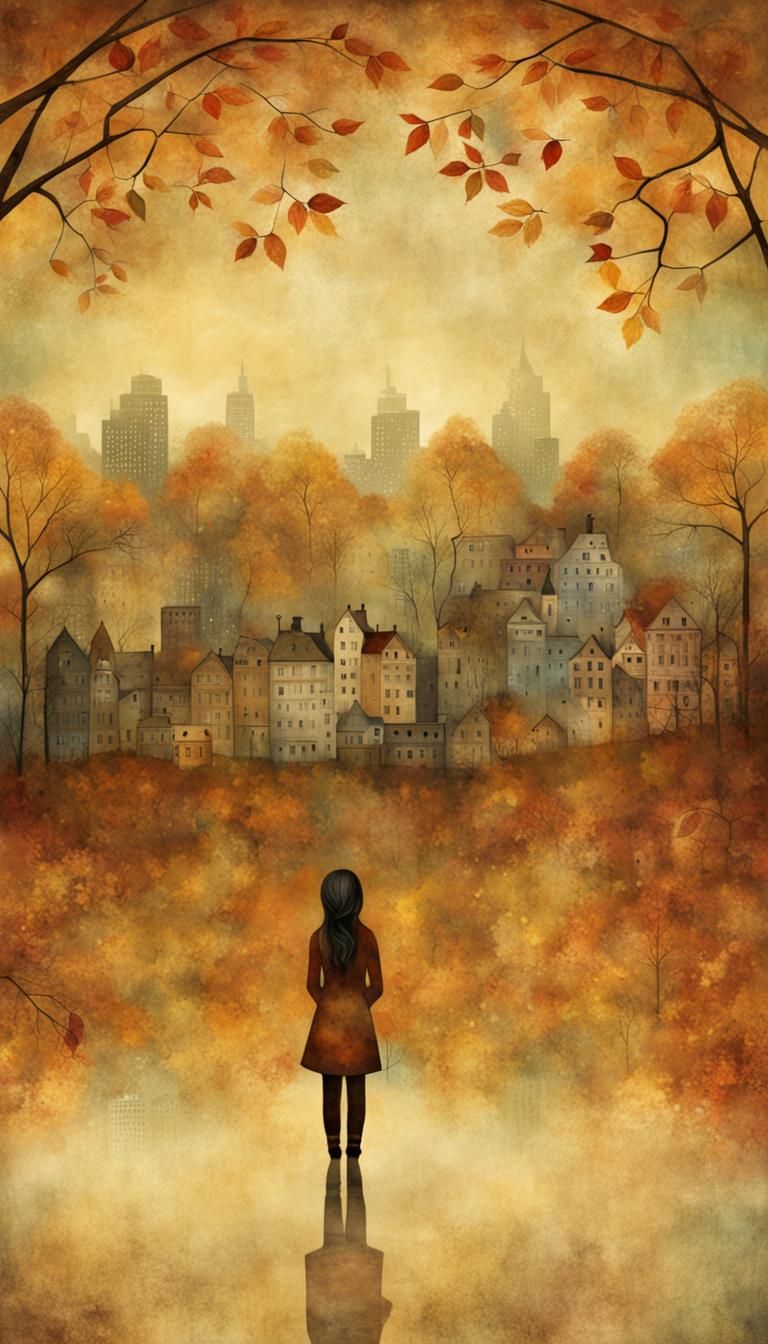 Girl and City in Double Exposure Art