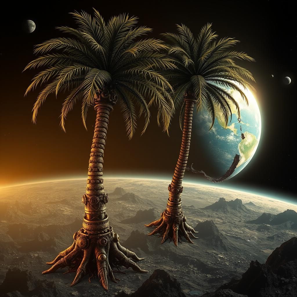 Steampunk Palm Trees in Space