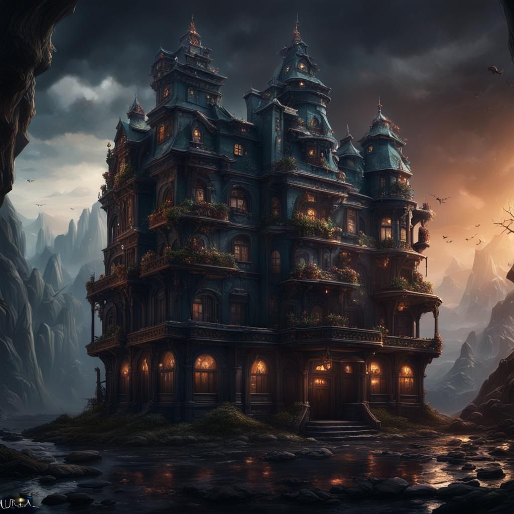 Dark Hotel: Detailed Matte Painting in Deep Color