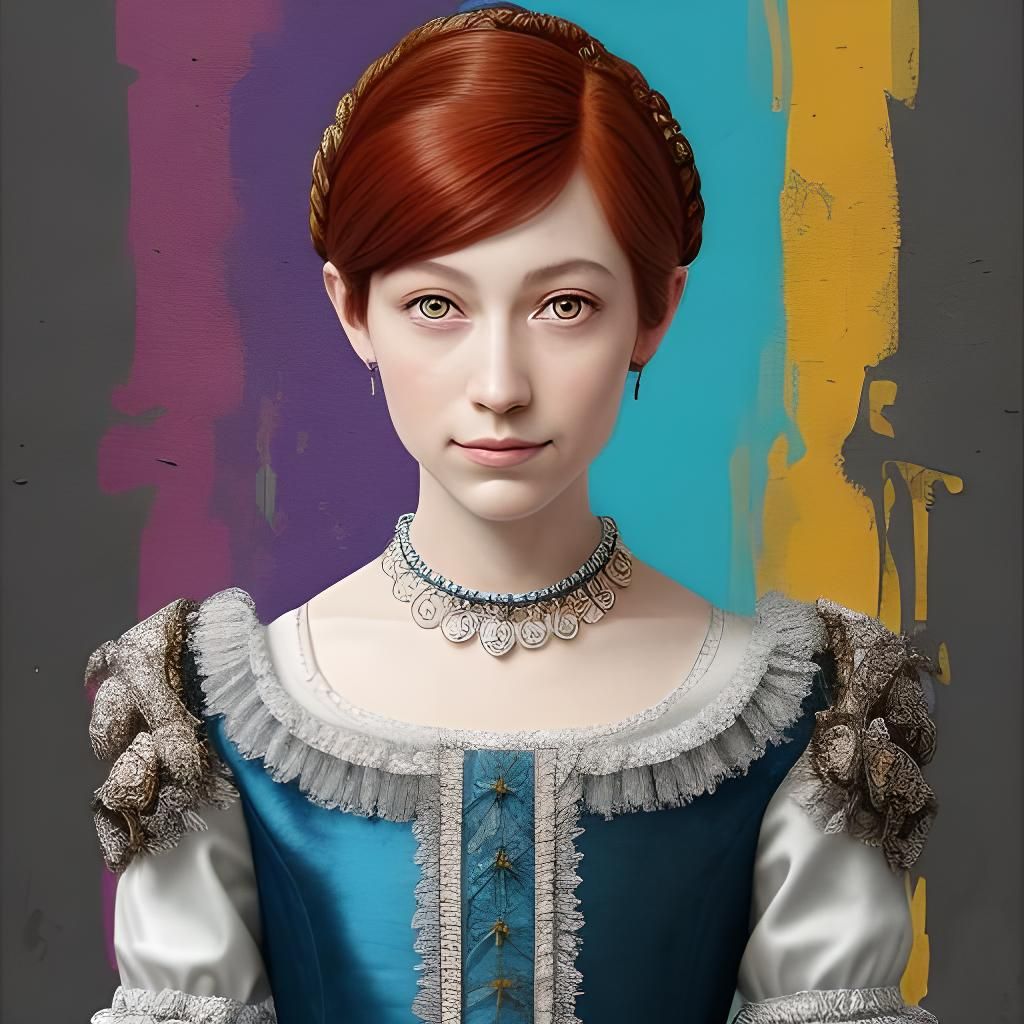 Catherine de Medici Portrait with Renaissance Graffiti Art