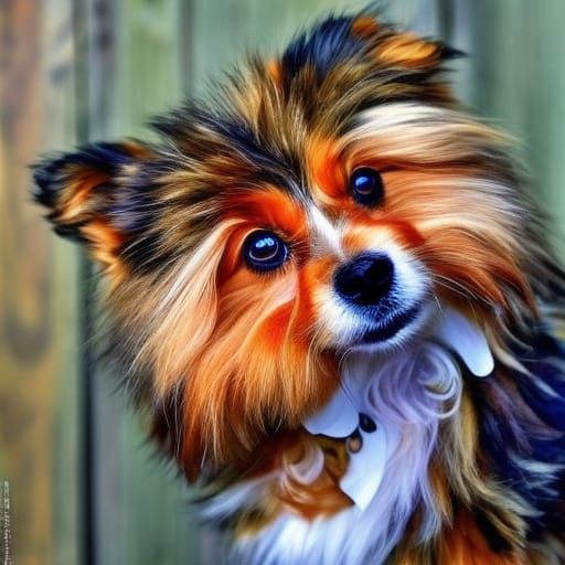 Fluffy Dog Portrait in Impressionist Style