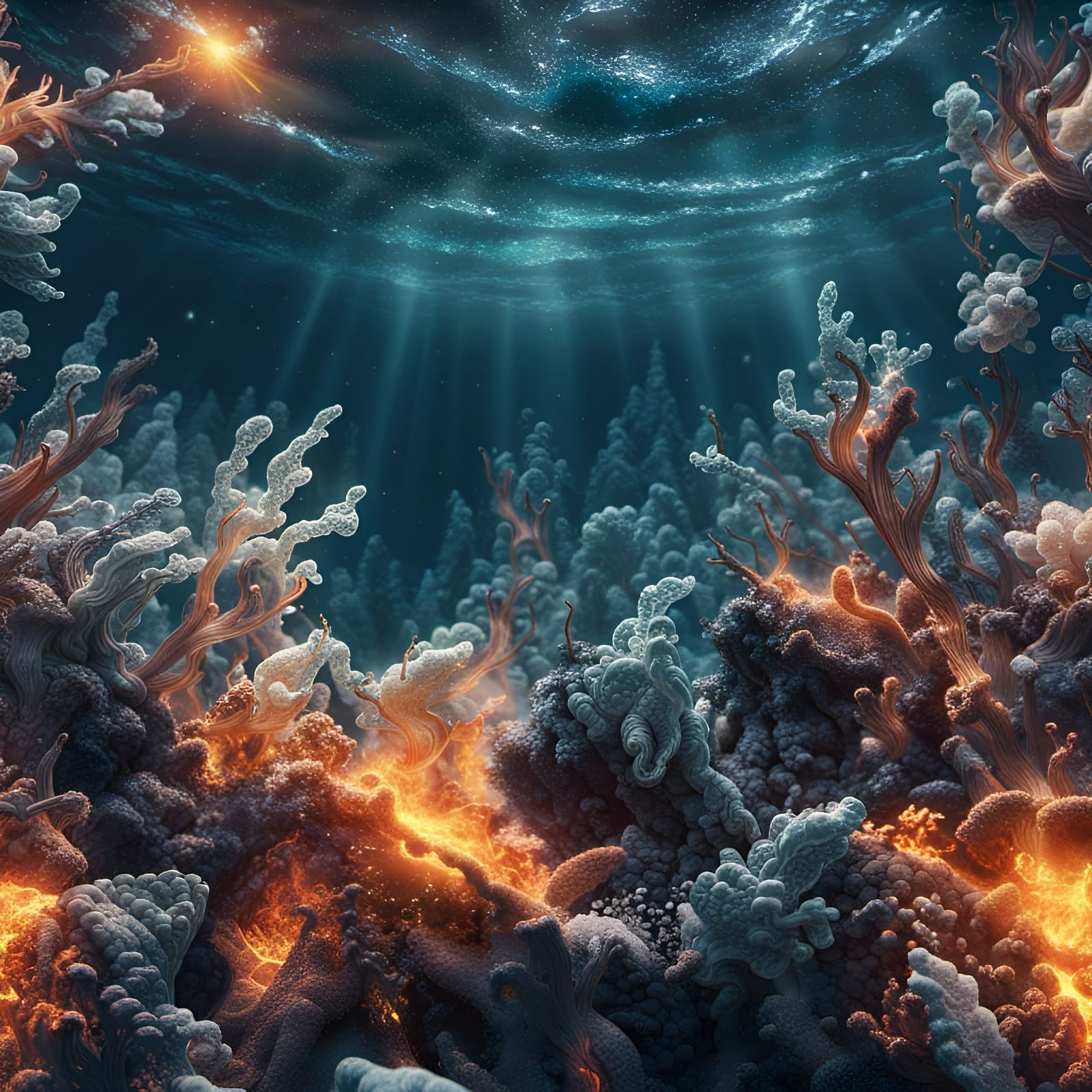 Underwater Fire and Ice Collision in 8K