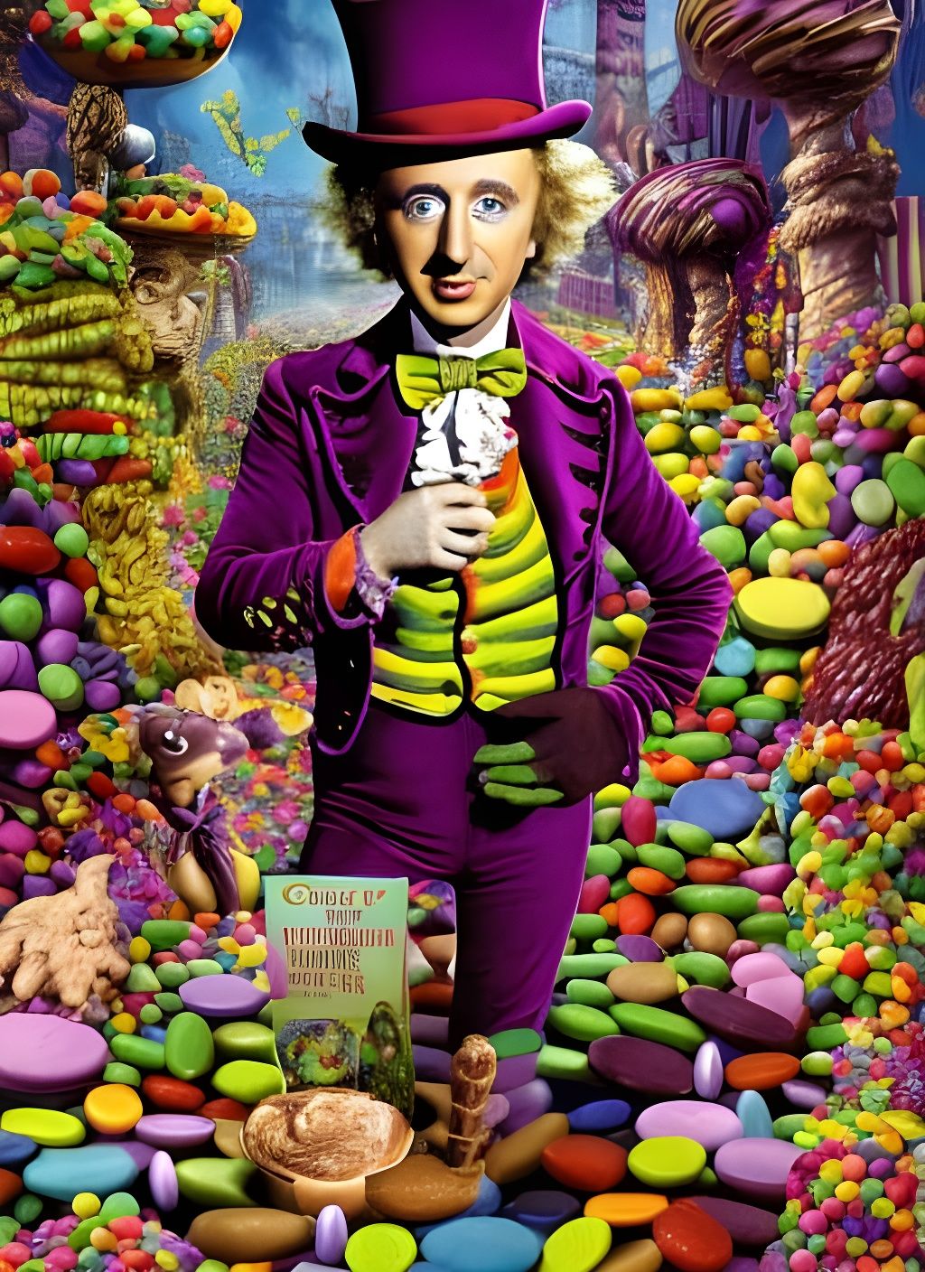 Chocolate Willy Wonka Portrait in a Fantasy Factory