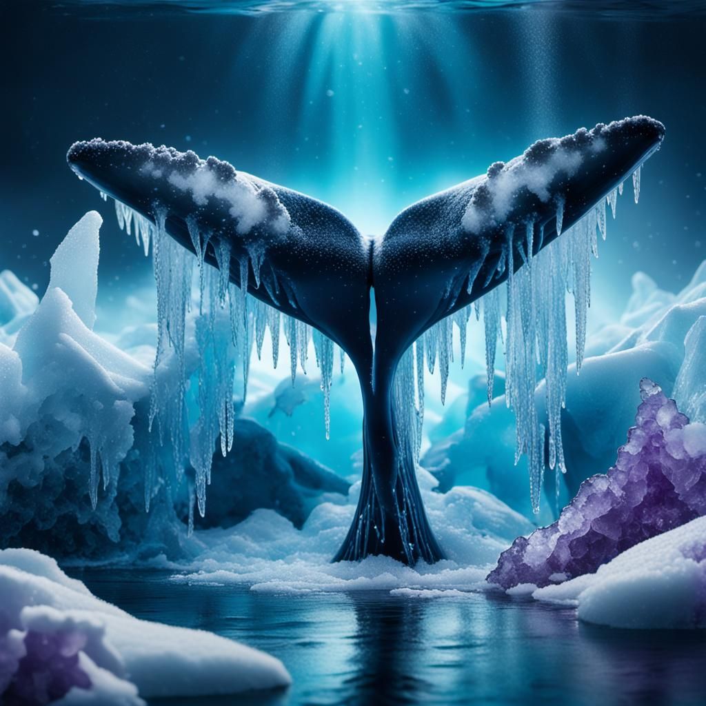 Frozen Surrealism: Whale Tail in Icy Water