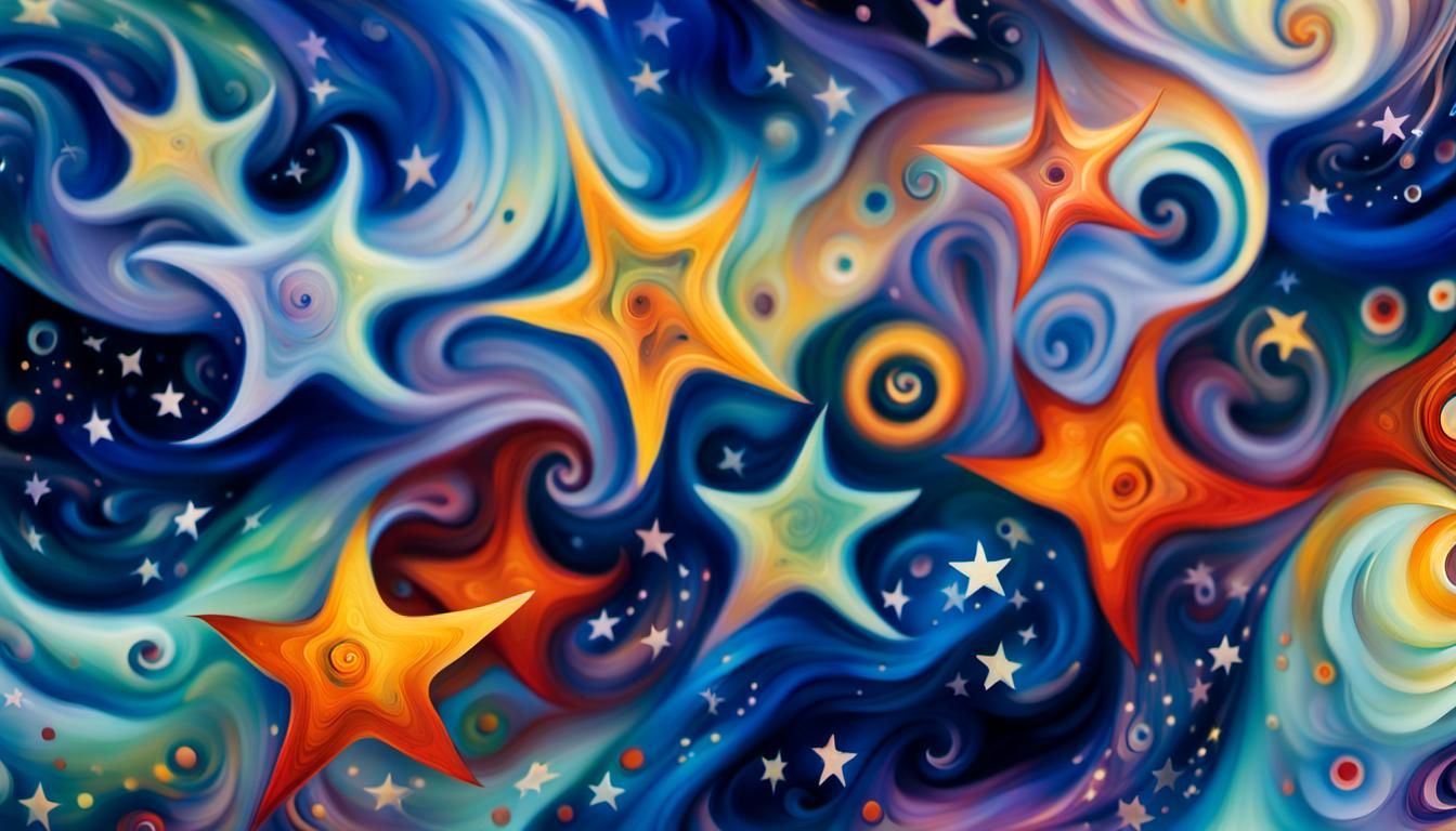 Vibrant Cosmic Constellations in Whirling Colors