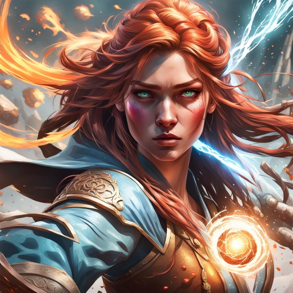 British Teenager Battles with Earth Magic: Detailed Portrait