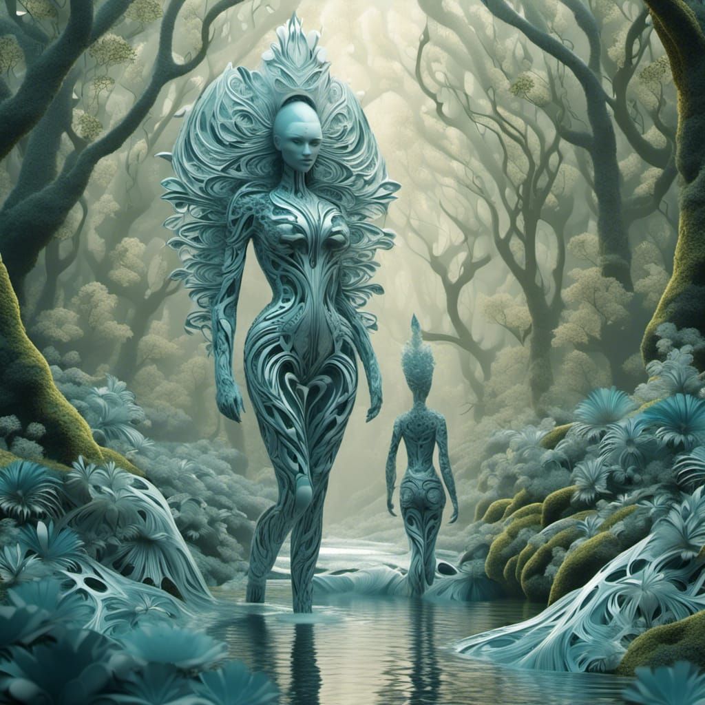 Scandinavian Forest Woman in Rice Paper Design