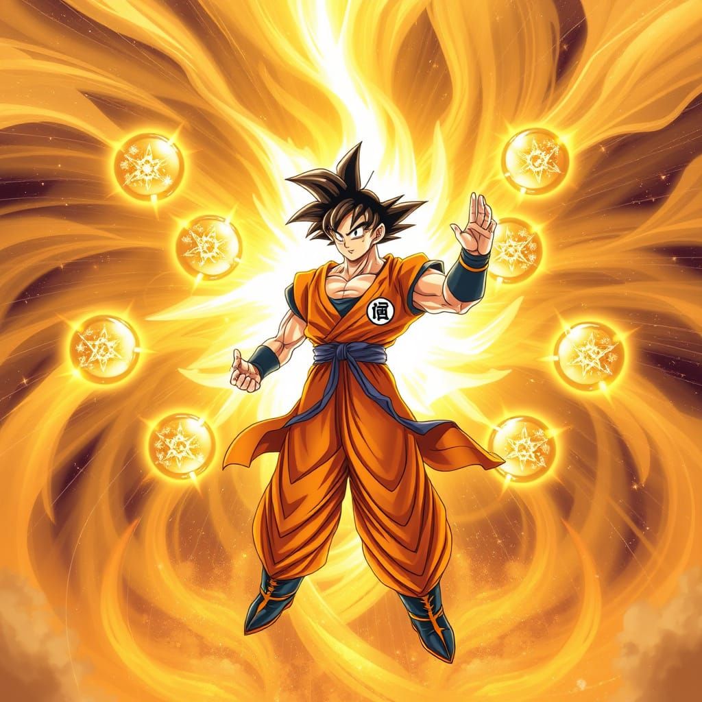 Majestic Son Goku in Vibrant Manga Style