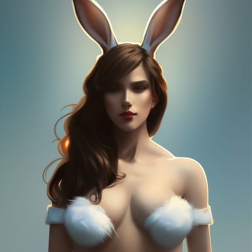 Playboy Bunny Portrait in Art Nouveau Style