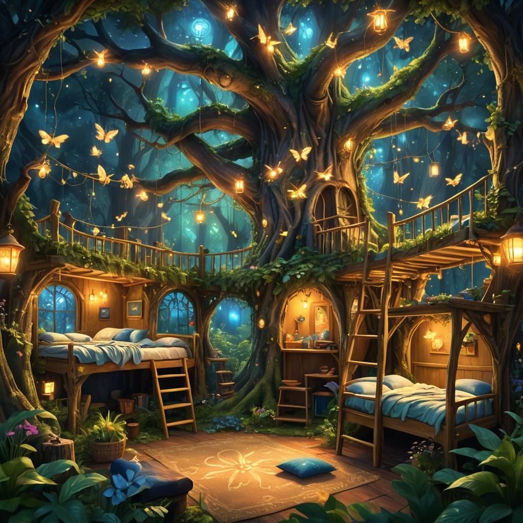 Fairy Dormitory at Mystical Academy: A Digital Art