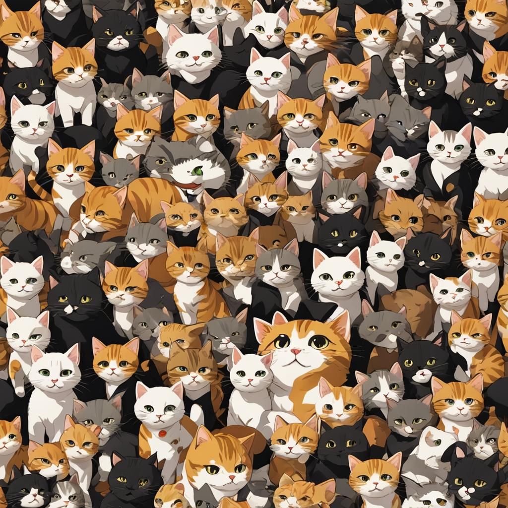 Funny Cat in Anime Style