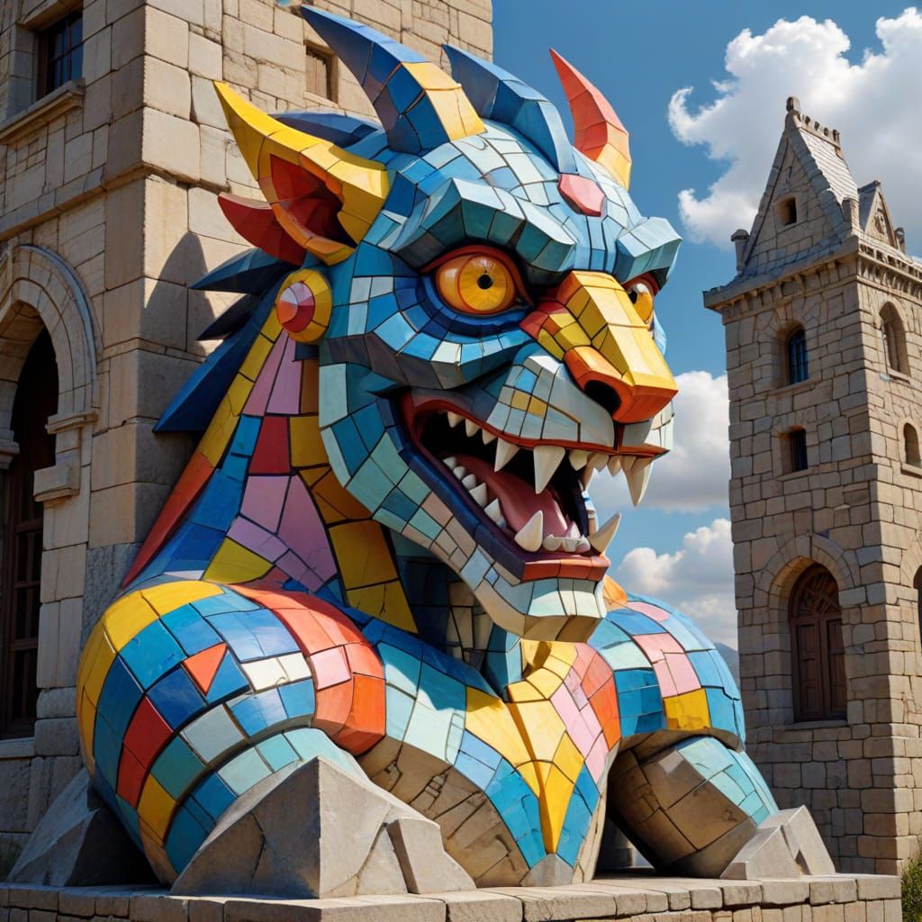 Vibrant Stone Monster in Whimsical Splash Art