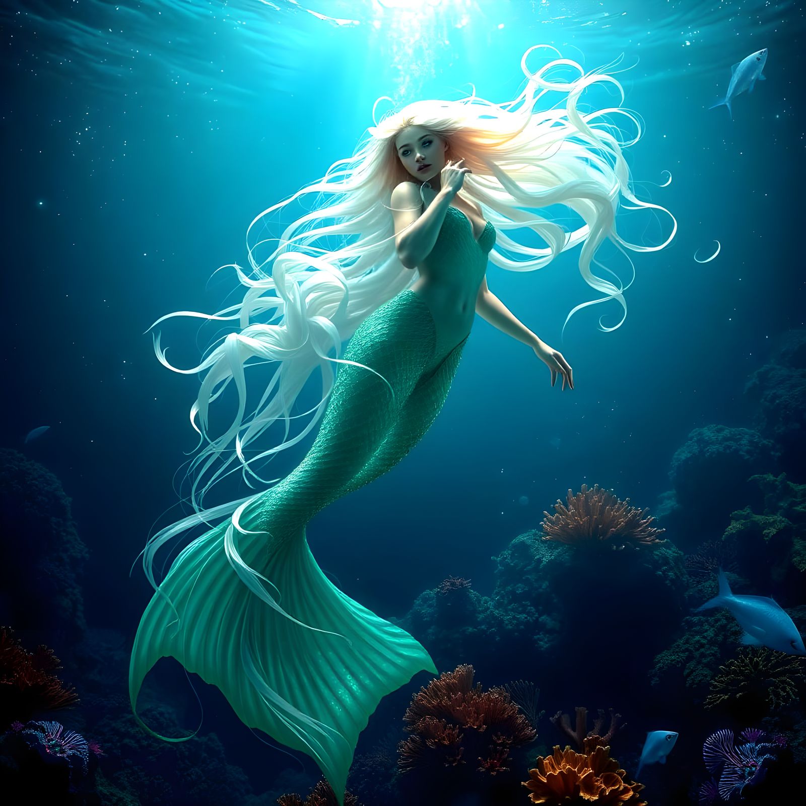 Ethereal Oceanic Goddess in Cosmic Splendor