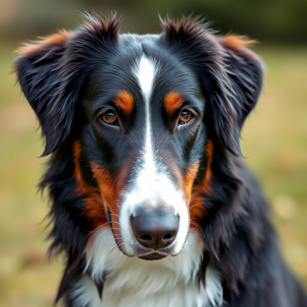 A Photorealistic Portrait of a Majestic Bernese Mountain Dog