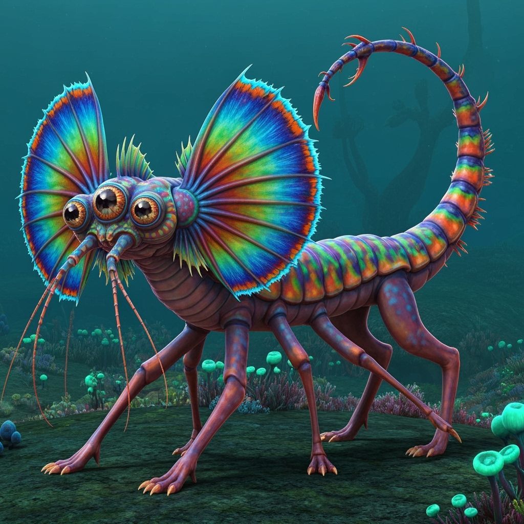 Exotic Alien Creature with Mantis Shrimp Colors