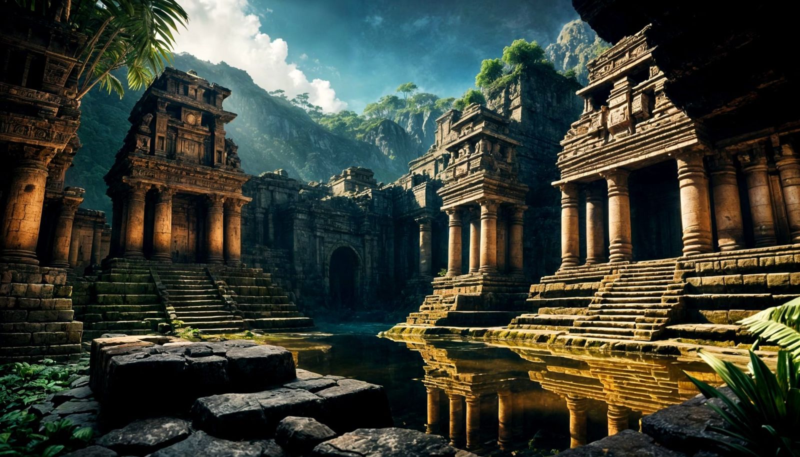 Majestic Inca City Ruins in Rainforest