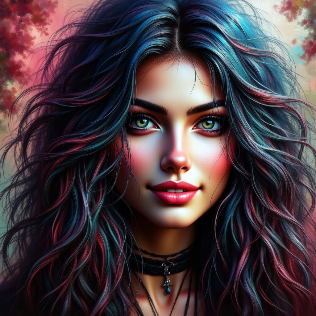 Vampire Woman in Fantastical Matte Painting Style