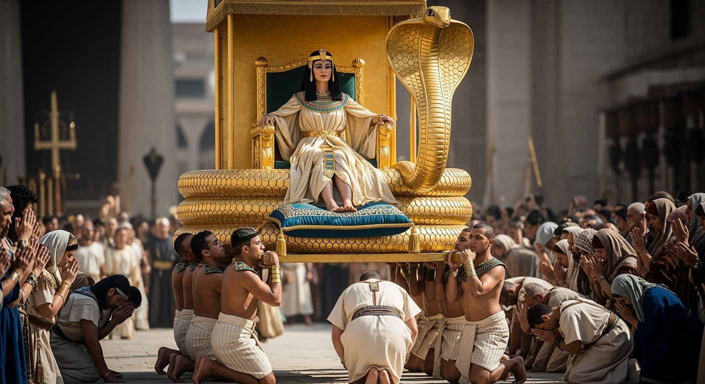 Majestic Egyptian Queen on Cobra Throne
