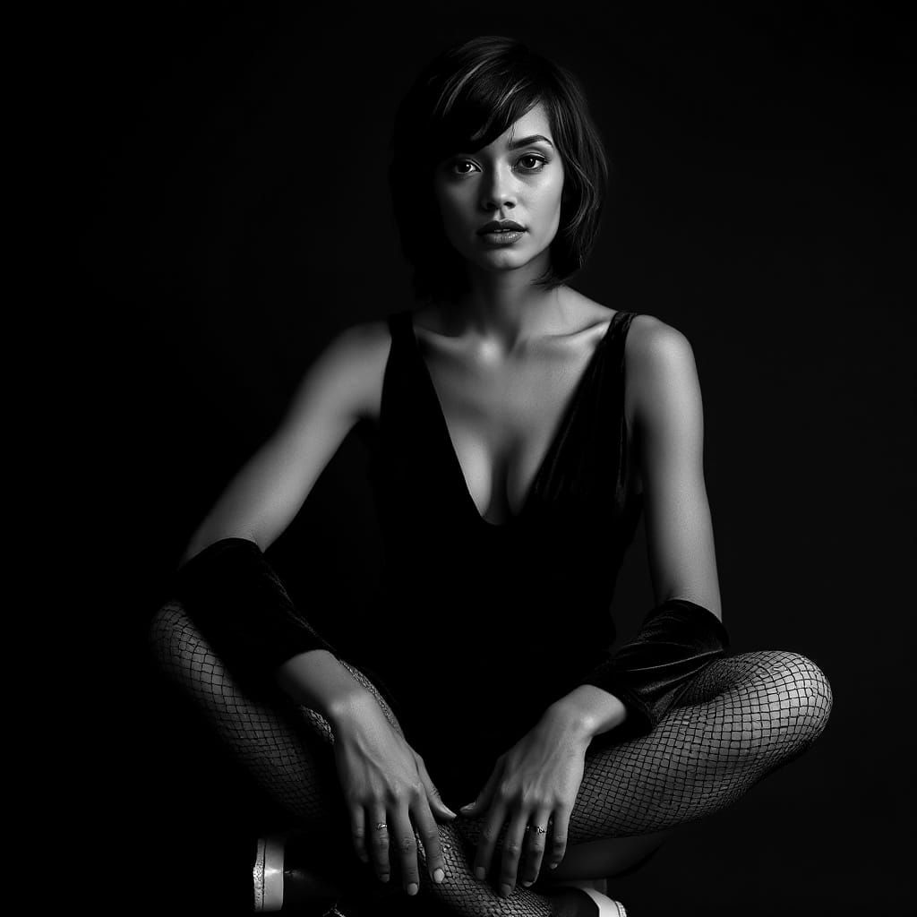 Striking Portrait of a Confident Woman in Noir Style