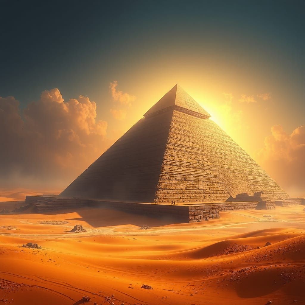 Egyptian Pyramid in Desert: Detailed Matte Painting