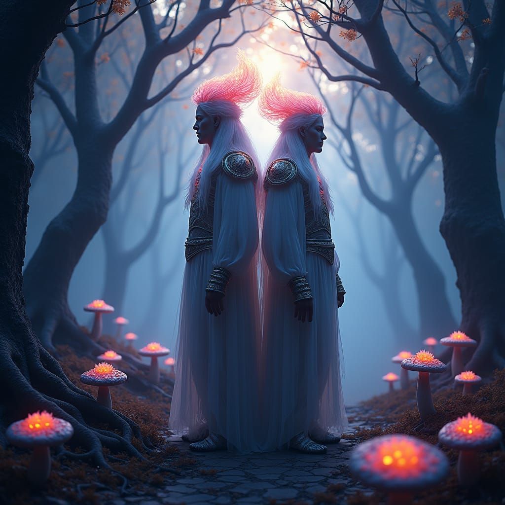 Mystical Wizard and Shaman in Enchanted Forest