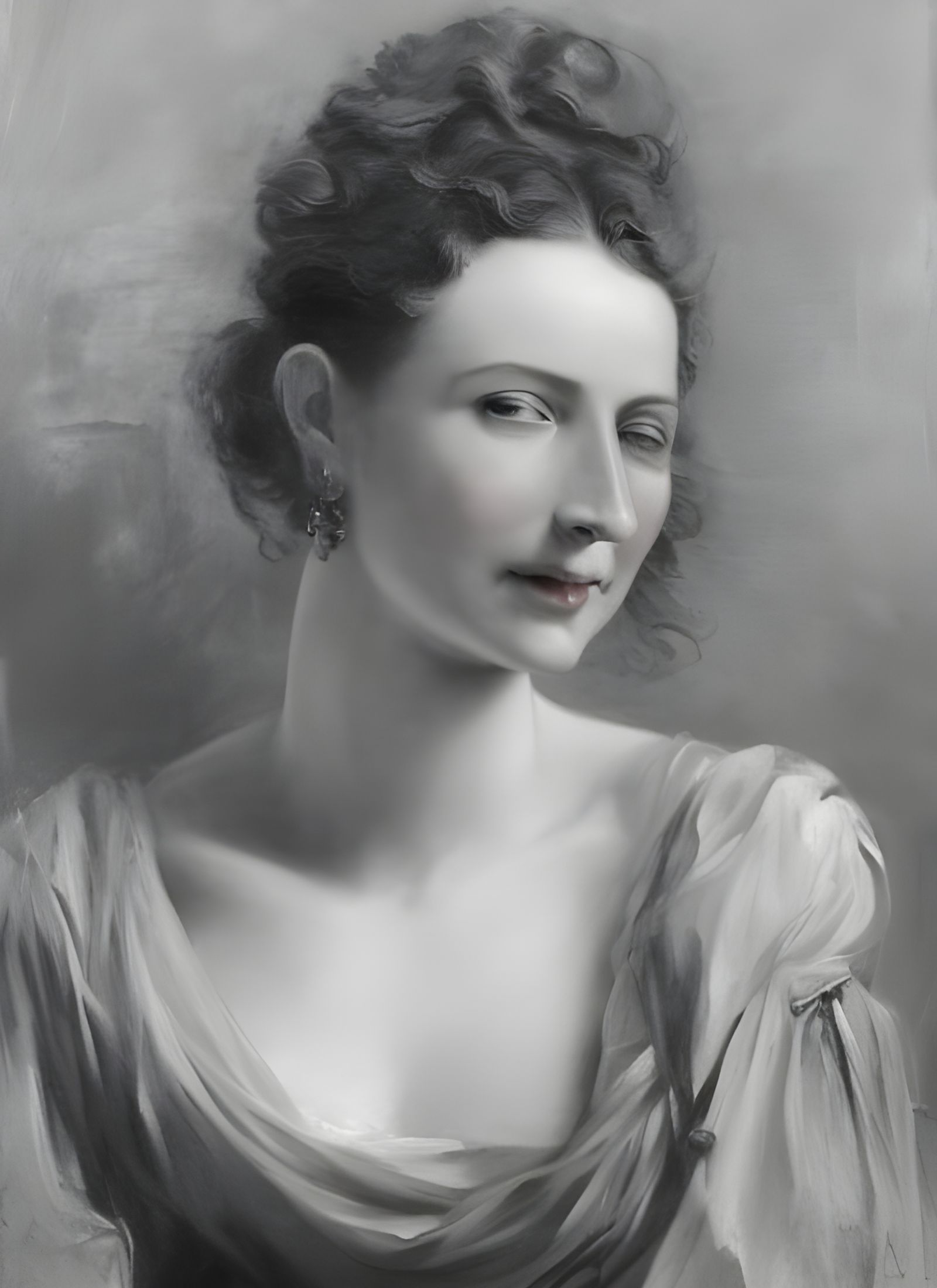 Smiling Woman Driver in Oil Painting Style