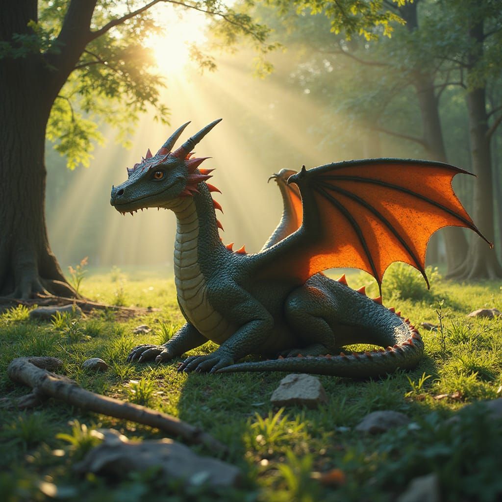 Meadow Dragon Basking in Sunlight: Matte Painting