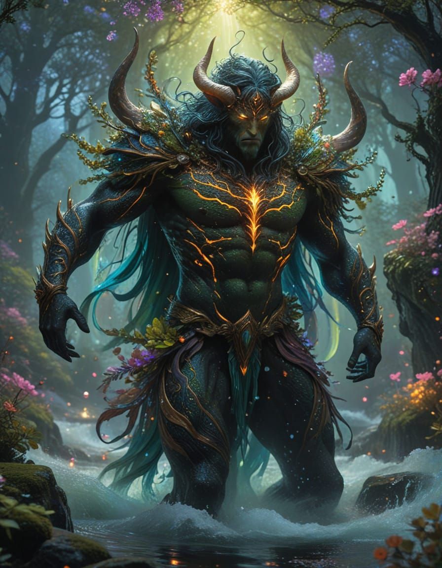 Enigmatic Fantasy Guardian in Whimsical Nature