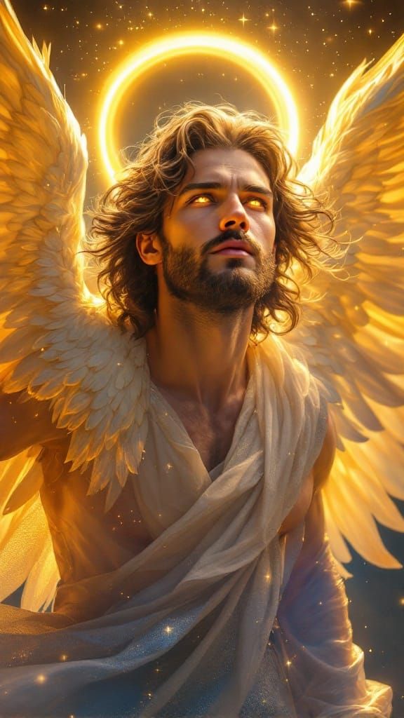 Ethereal Angel of Divine Wisdom in Golden Light