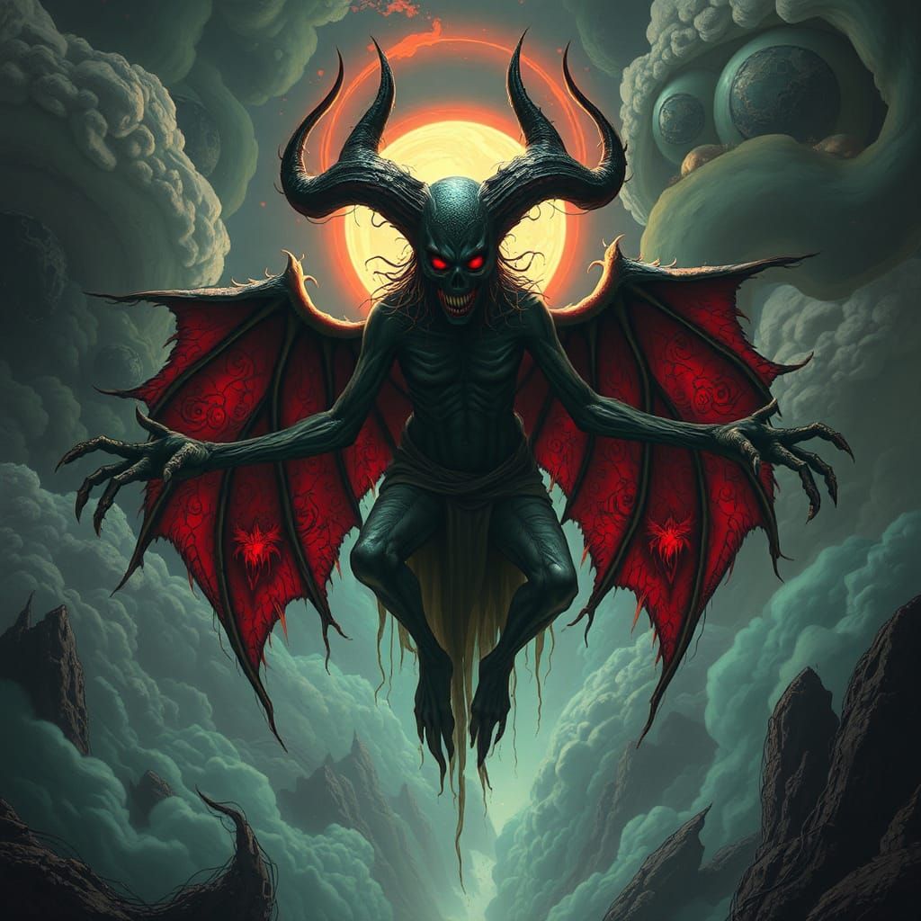 Encaustic Microcosm of Malevolence in Hyperreal Style