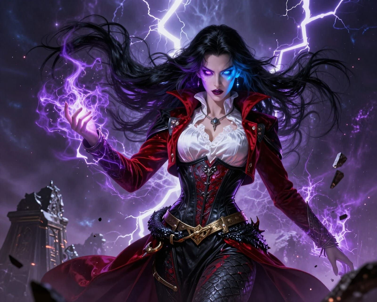 Vampire Archmage Unleashes Arcane Energy in Epic Fantasy Dig...