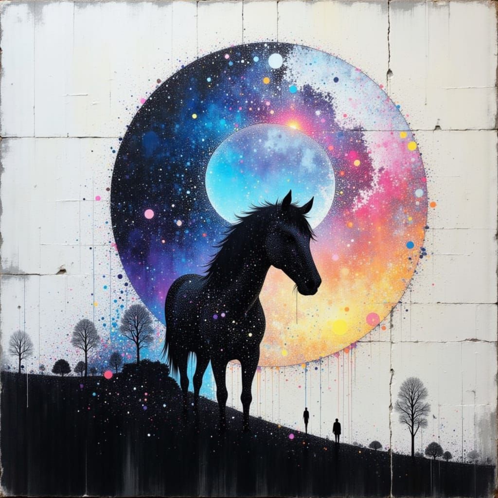 Horse Silhouette Confronts Endless Horizon