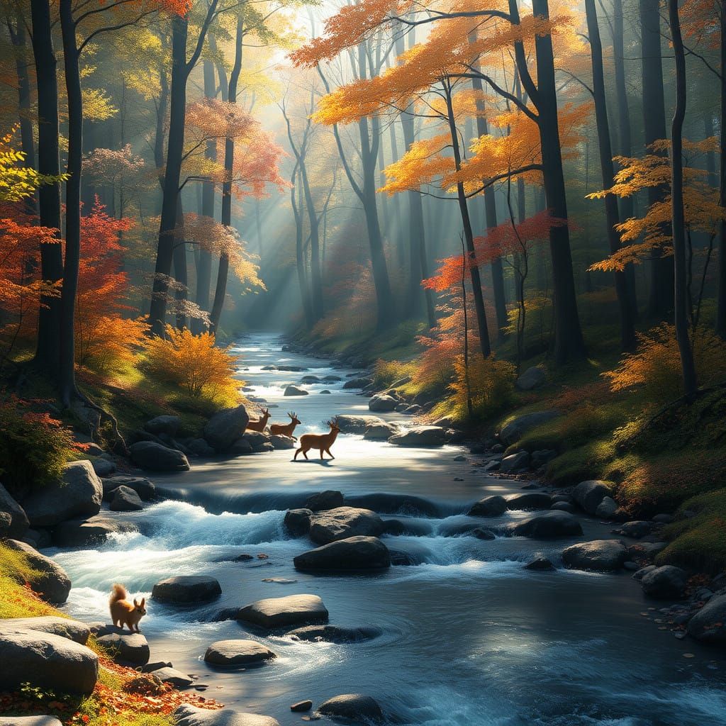 Autumn Forest in Vibrant 3D Anime Style