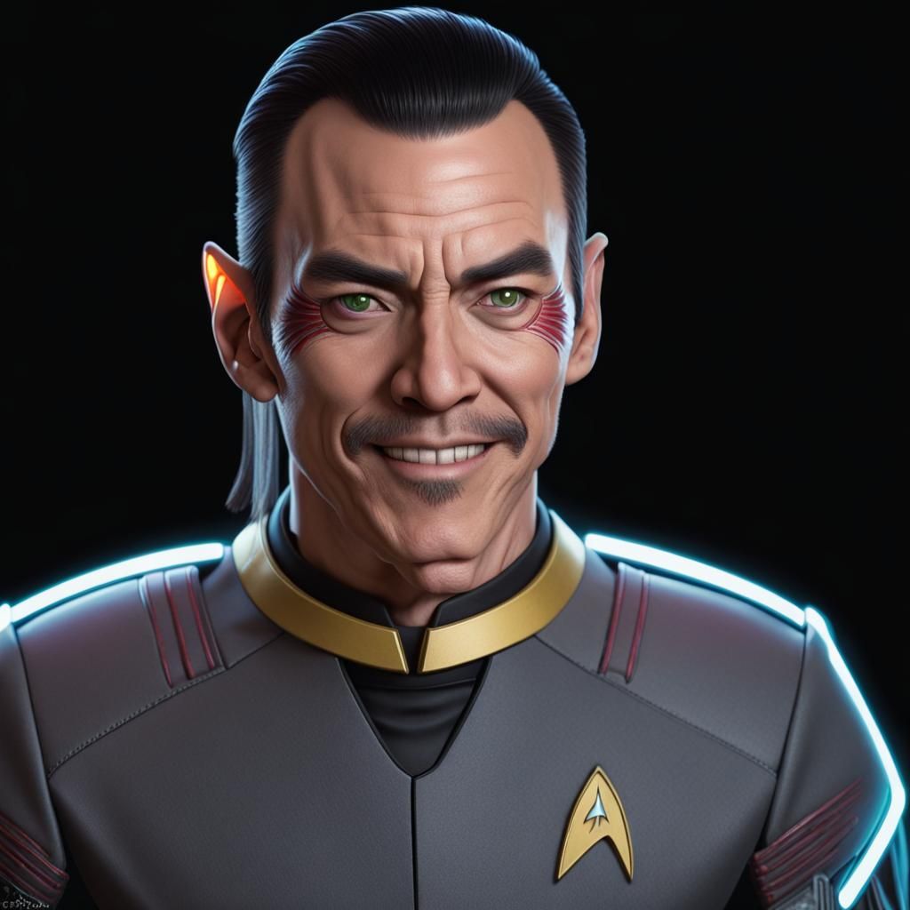 Native American in Star Trek Uniform: Cyberpunk Grin