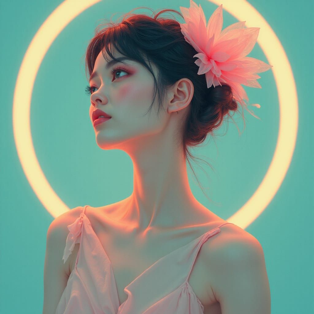 Androgynous Figure with Halo in Pastel Colors