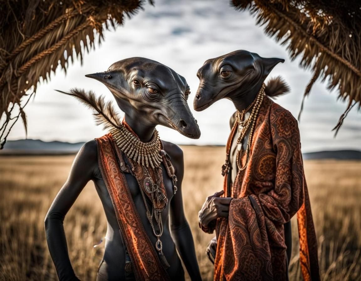 Surreal Alien Restaurant Celebration: Detailed 8K Painting