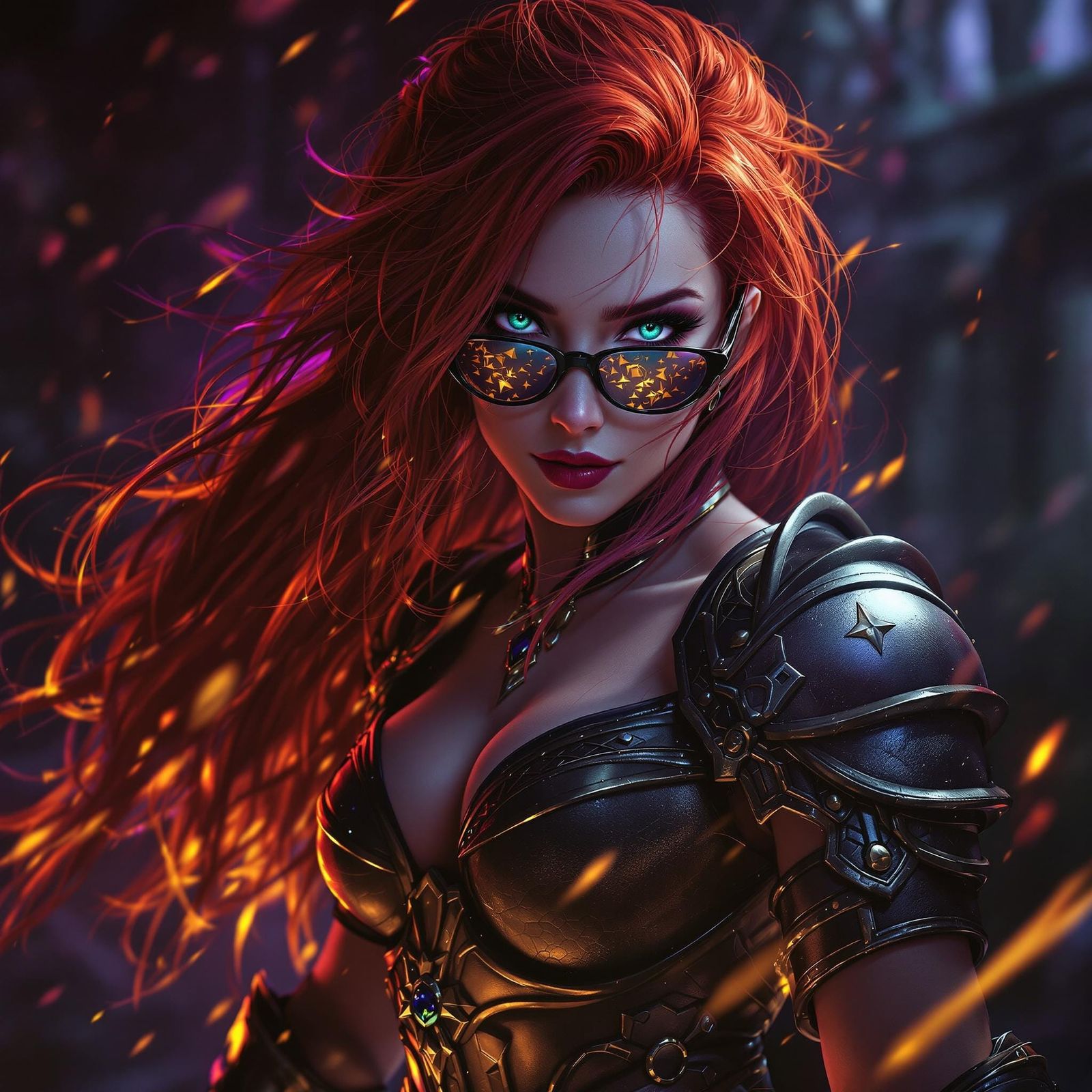 Fantasy Woman in Leather Armor, Digital Art