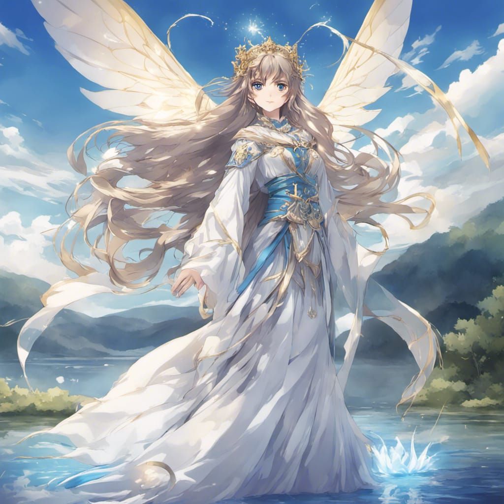 Lady Isolde in Anime Style over Avalon Waters