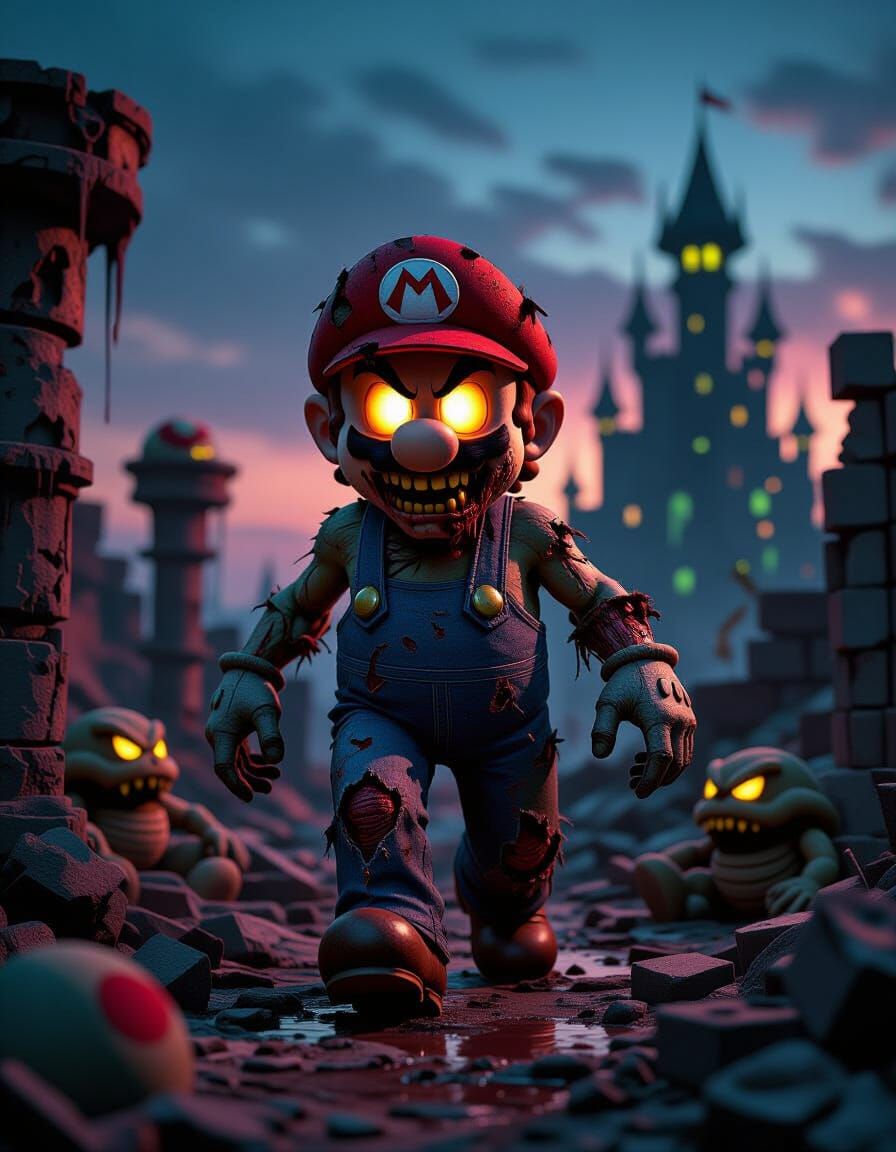 Zombified Mario Haunts Corrupted Mushroom Kingdom