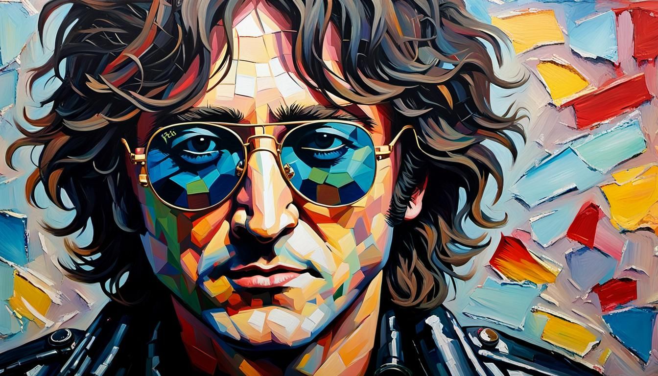 John Lennon in Impasto Oil Painting