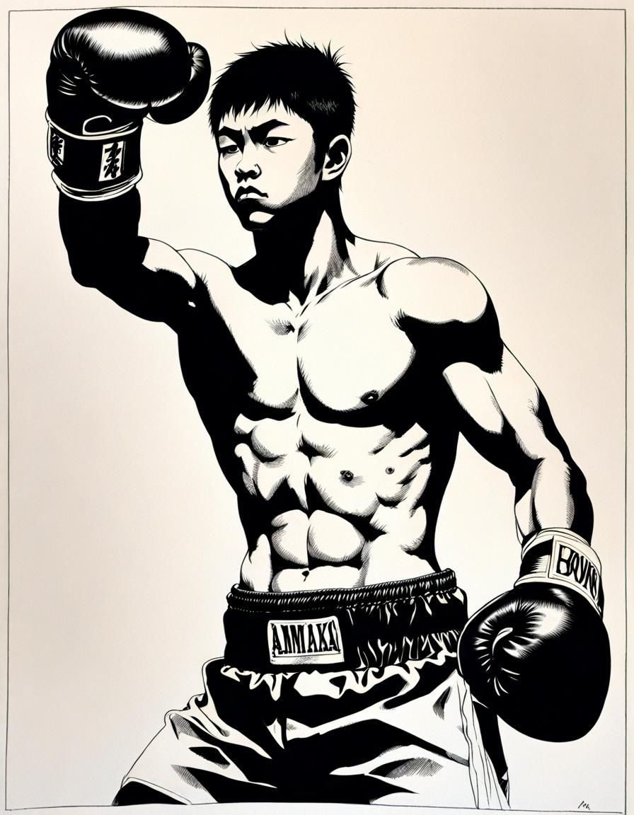 Yoshitaka Amano Ink Drawing