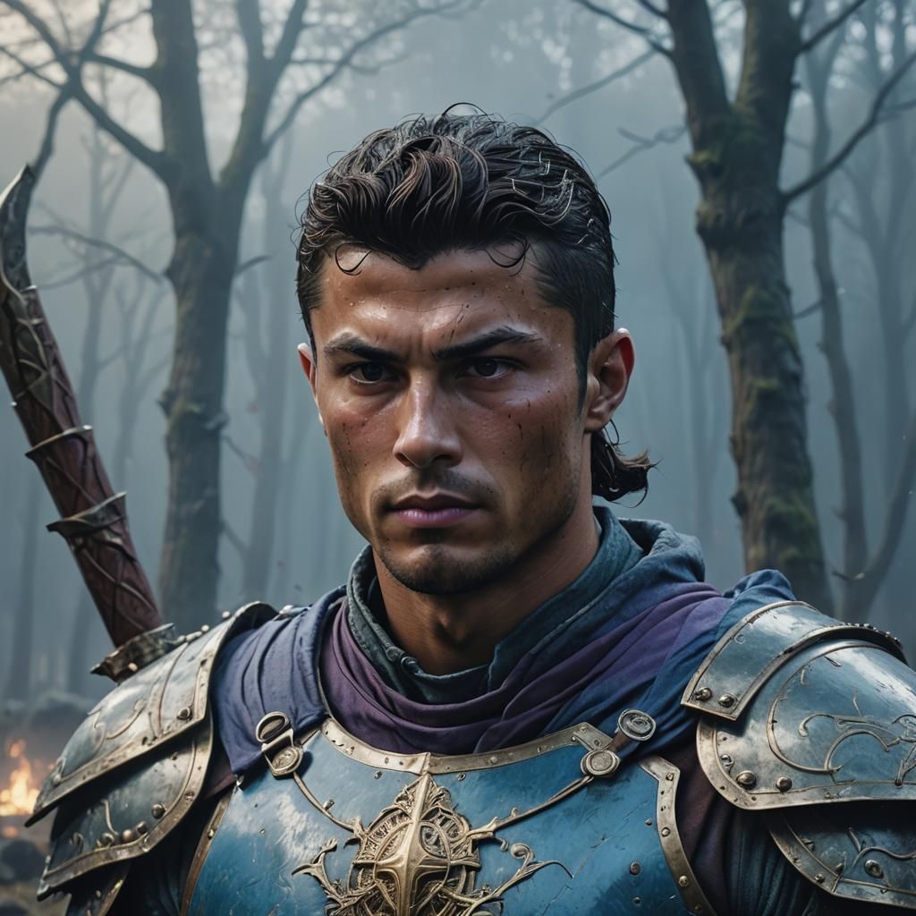 Cristiano Ronaldo as Medieval Warrior in Fantasy Art