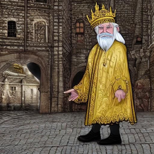 Golden Eyed Man in Jeweled Robes in Medieval City