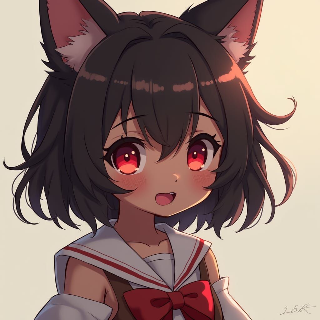 Kawaii Neko Girl in Realistic Anime Style