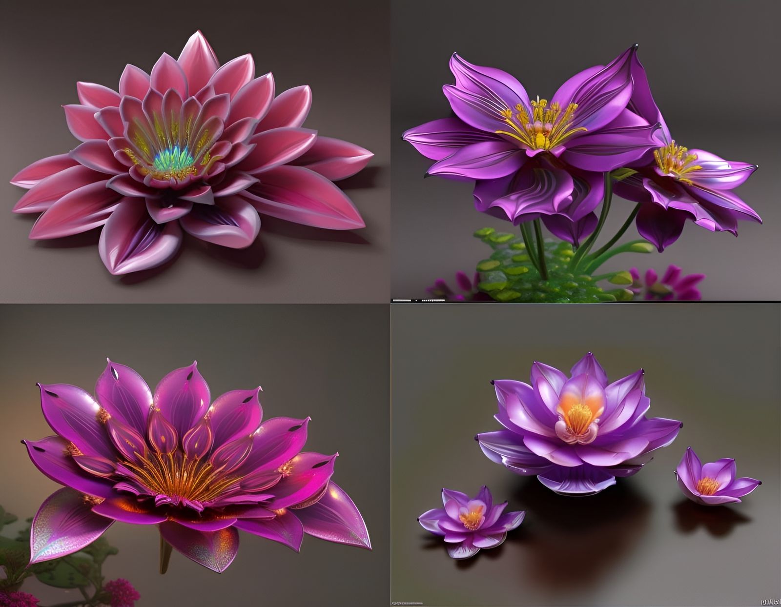 Iridescent Alien Flowers in Rococo Style