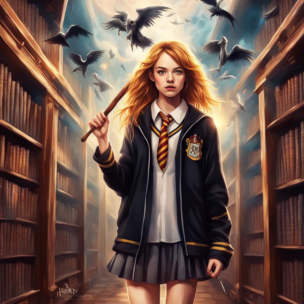 Cyber Goth Hermione Granger in Vector Graphics Style