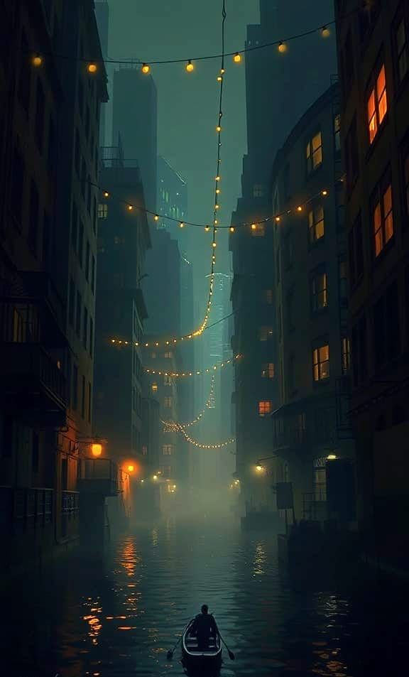 Dystopian Cityscape at Night: A Matte Painting