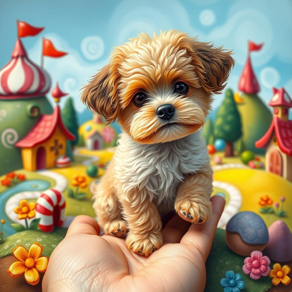 Dog in Candyland: Whimsical Gouache Painting
