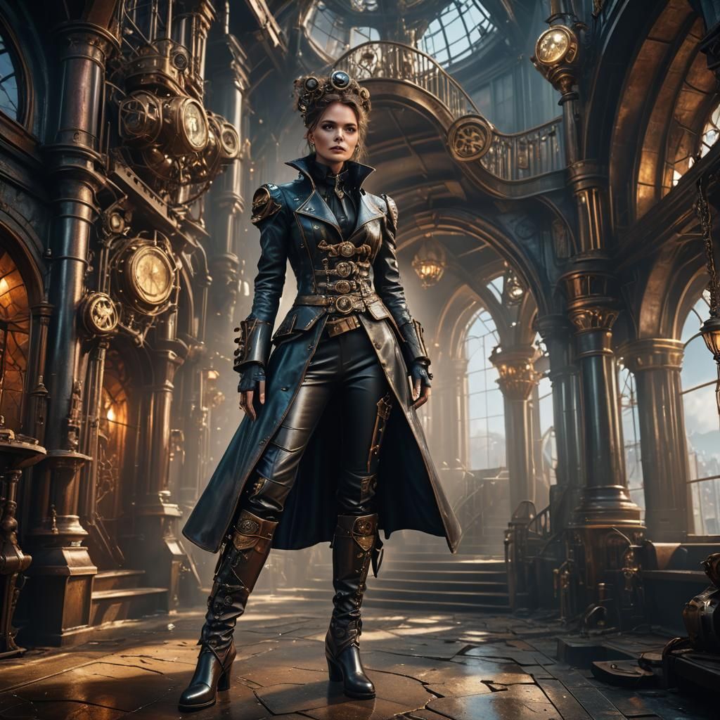 Steampunk Fairy in Futuristic Castle
